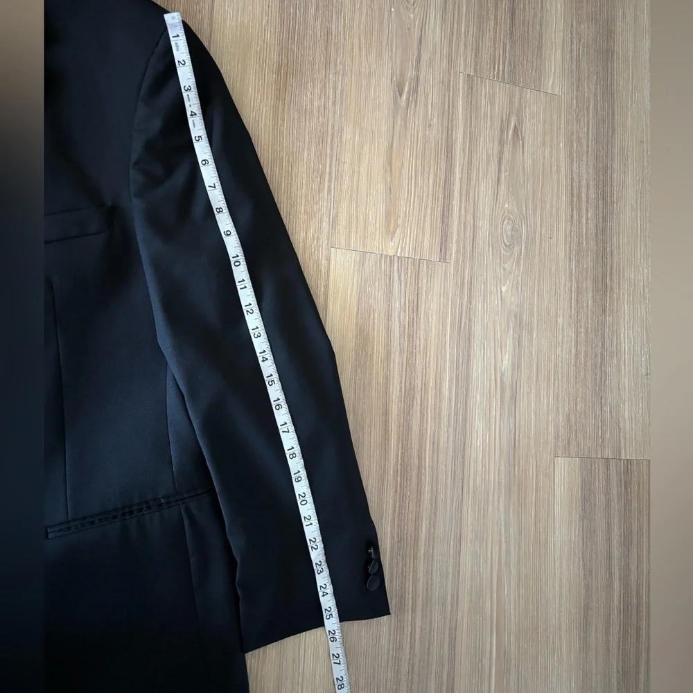 VTG Men's Lauren Ralph Lauren Blazer Black Super 120s Wool Satin 2 Button 44R
